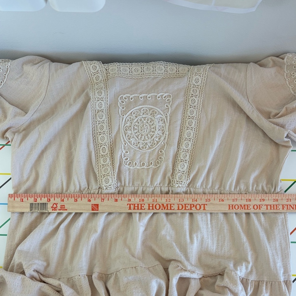 Cato Beige Boho Maxi Dress w/ lace and embroidery size 18/20 NWOT lagenlook - Picture 10 of 13